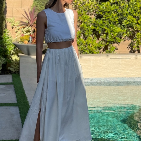 Two piece White Linen Set: skirt and top. White Linen skirt maxi. Linen top